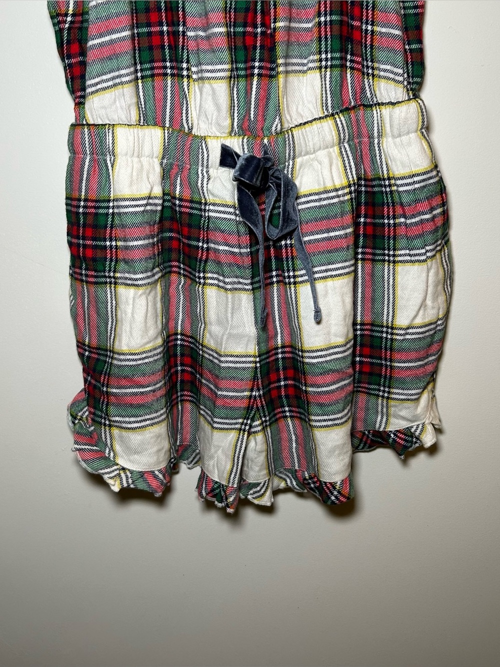 Aerie Red & Green Plaid Flannel Romper Pajamas Ruffled Small NEW Holiday - Picture 3 of 6